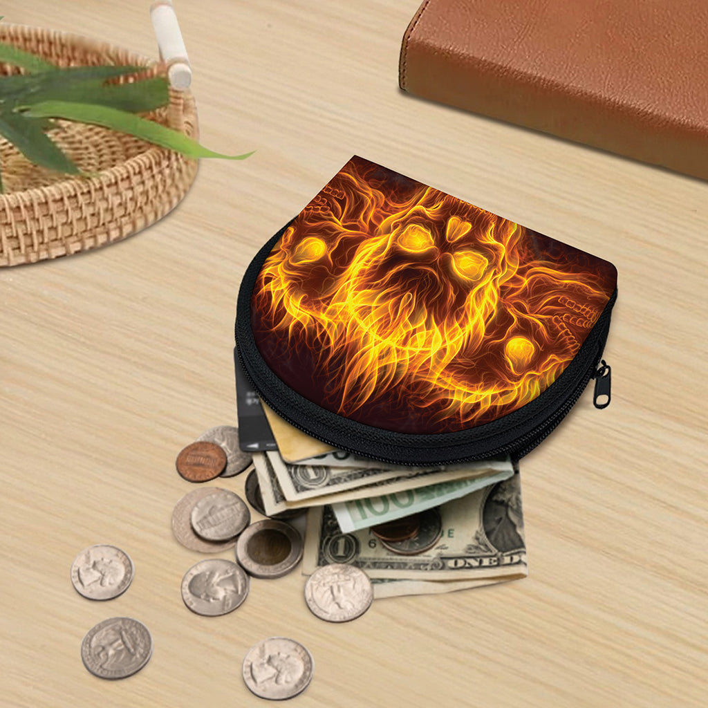 Three Flaming Skull Print Coin Purse