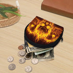 Three Flaming Skull Print Coin Purse