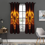 Three Flaming Skull Print Curtain