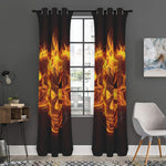 Three Flaming Skull Print Curtain