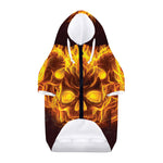 Three Flaming Skull Print Dog Zip Up Hoodie