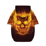 Three Flaming Skull Print Dog Zip Up Hoodie