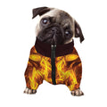Three Flaming Skull Print Dog Zip Up Jacket