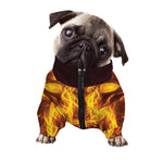 Three Flaming Skull Print Dog Zip Up Jacket