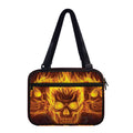 Three Flaming Skull Print Double Strap Bible Bag