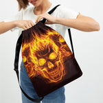 Three Flaming Skull Print Drawstring Backpack