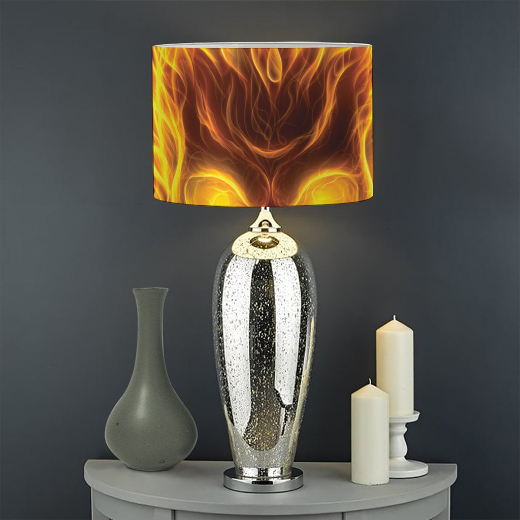 Three Flaming Skull Print Drum Lamp Shade