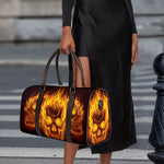 Three Flaming Skull Print Duffle Bag