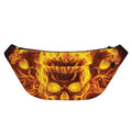 Three Flaming Skull Print Fanny Pack