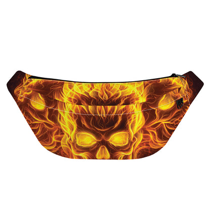 Three Flaming Skull Print Fanny Pack