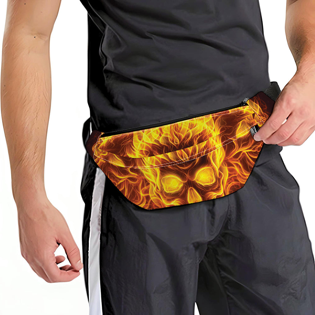 Three Flaming Skull Print Fanny Pack