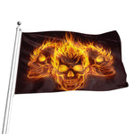 Three Flaming Skull Print Flag