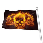 Three Flaming Skull Print Flag