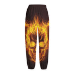 Three Flaming Skull Print Fleece Lined Knit Pants
