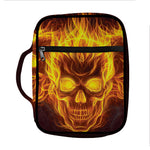 Three Flaming Skull Print Front Pocket Bible Bag