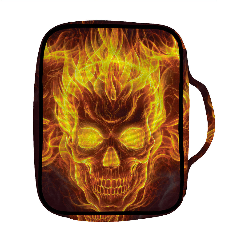 Three Flaming Skull Print Front Pocket Bible Bag