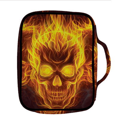 Three Flaming Skull Print Front Pocket Bible Bag