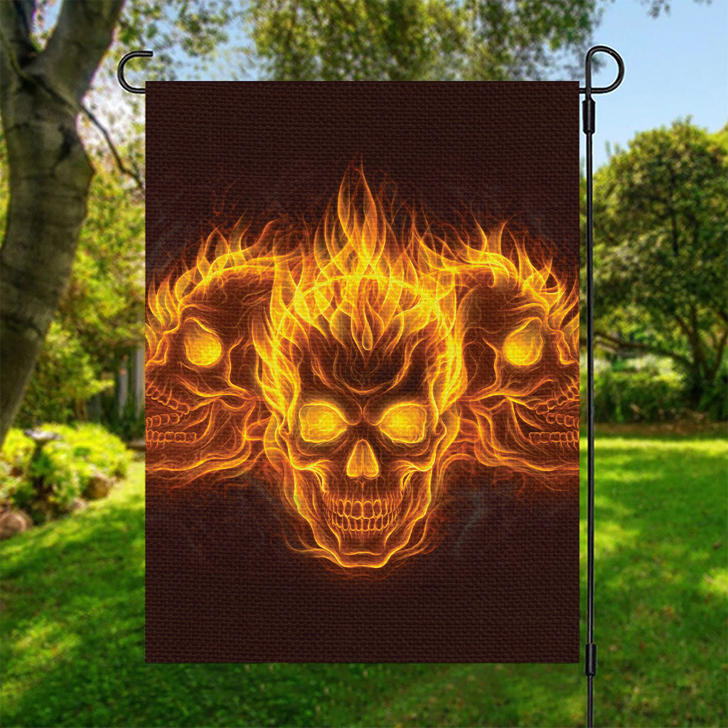 Three Flaming Skull Print Garden Flag