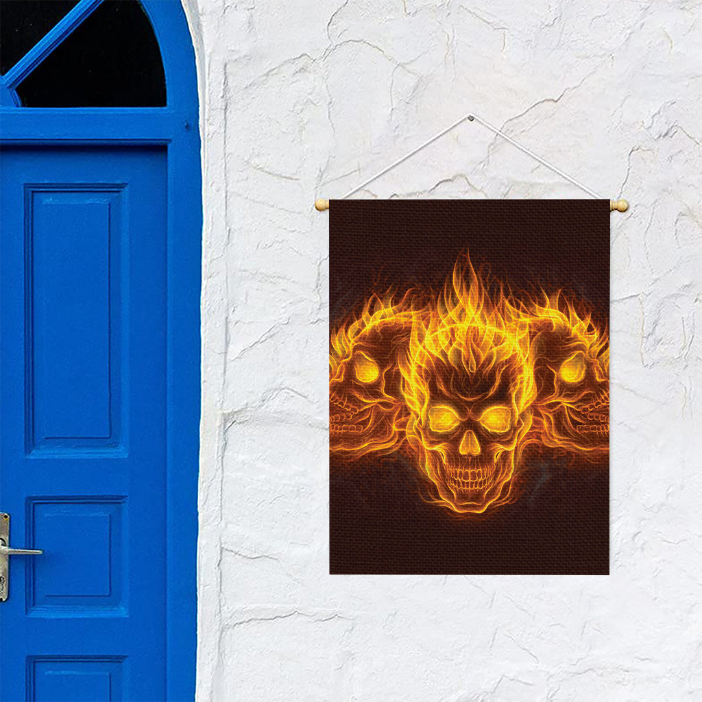 Three Flaming Skull Print Garden Flag