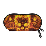 Three Flaming Skull Print Glasses Case