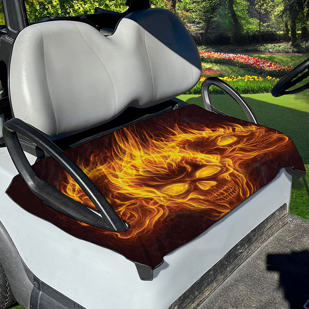 Three Flaming Skull Print Golf Cart Seat Cover