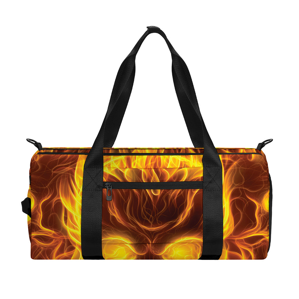 Three Flaming Skull Print Gym Bag