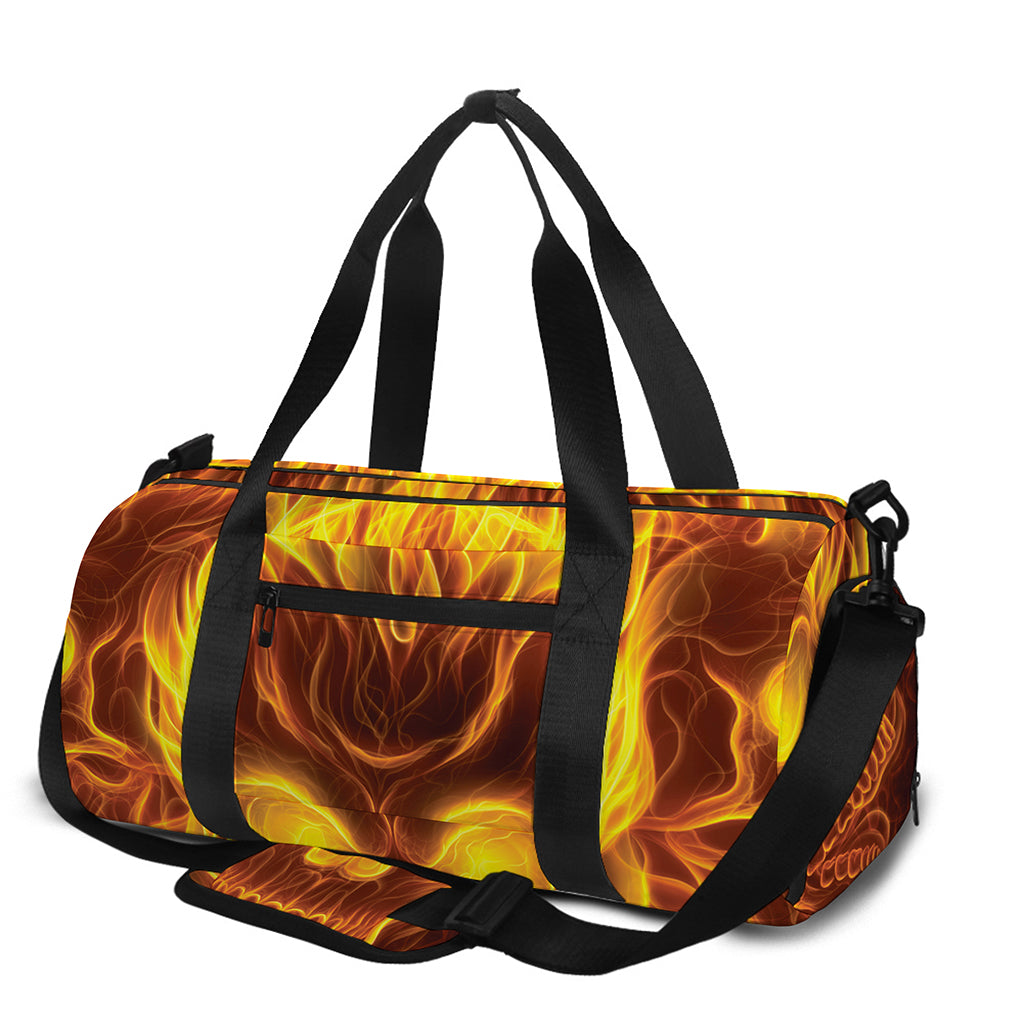 Three Flaming Skull Print Gym Bag