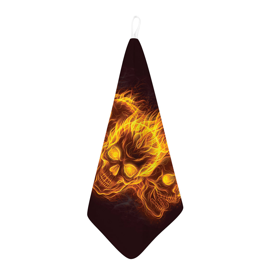 Three Flaming Skull Print Hand Towel
