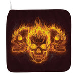 Three Flaming Skull Print Hand Towel