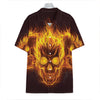 Three Flaming Skull Print Hawaiian Shirt