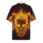 Three Flaming Skull Print Hawaiian Shirt