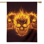 Three Flaming Skull Print House Flag
