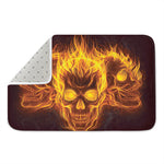 Three Flaming Skull Print Indoor Door Mat