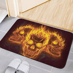 Three Flaming Skull Print Indoor Door Mat