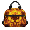 Three Flaming Skull Print Insulated Lunch Bag