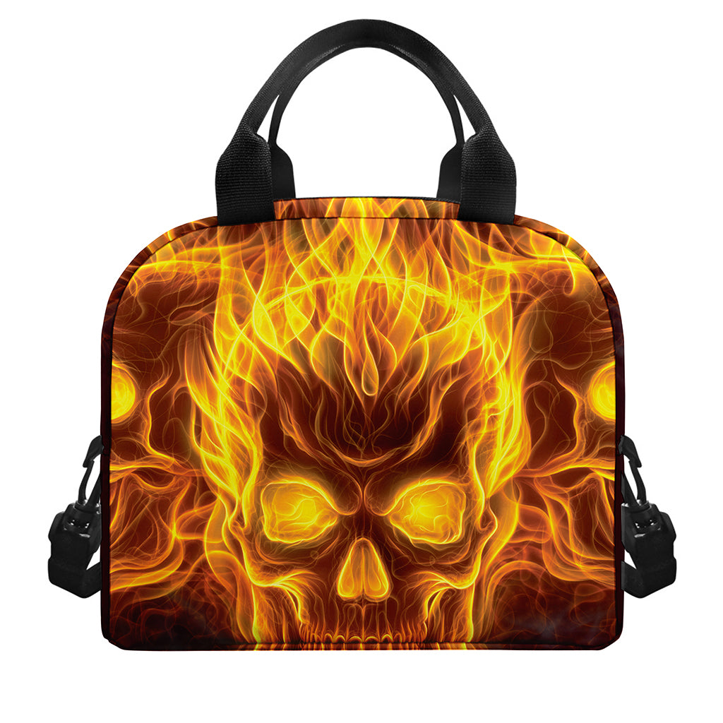 Three Flaming Skull Print Insulated Lunch Bag