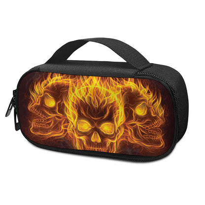 Three Flaming Skull Print Insulin Cooler Travel Case