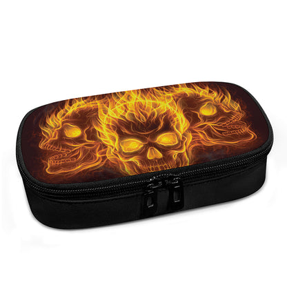 Three Flaming Skull Print Insulin Cooler Travel Case