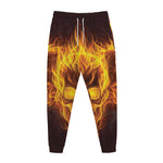 Three Flaming Skull Print Jogger Pants