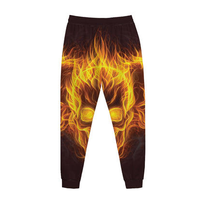 Three Flaming Skull Print Jogger Pants