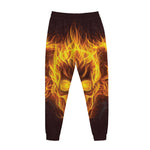 Three Flaming Skull Print Jogger Pants