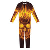 Three Flaming Skull Print Jumpsuit