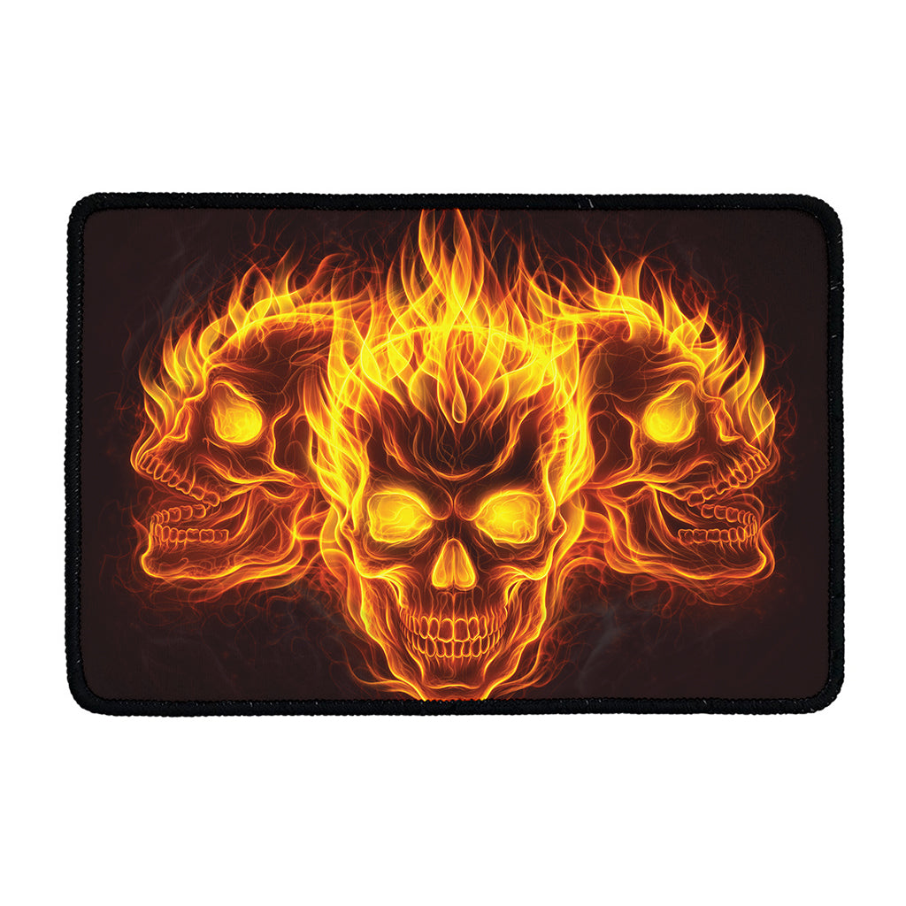 Three Flaming Skull Print Kitchen Mat