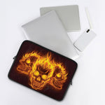 Three Flaming Skull Print Laptop Sleeve