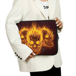 Three Flaming Skull Print Laptop Sleeve