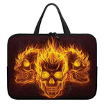 Three Flaming Skull Print Laptop Sleeve With Handle
