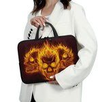 Three Flaming Skull Print Laptop Sleeve With Handle