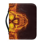 Three Flaming Skull Print Leather Bible Cover