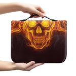 Three Flaming Skull Print Leather Bible Cover