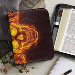 Three Flaming Skull Print Leather Bible Cover